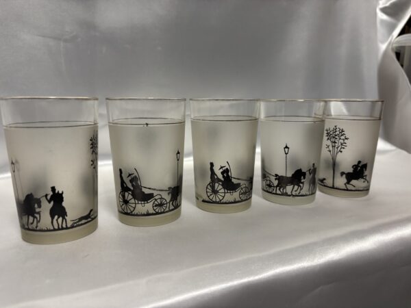 新東洋ガラス　コップ5個　摺りガラス　騎士と馬車　元箱入り保管品　程度良し レトロマーケット通販 - 画像 (4)