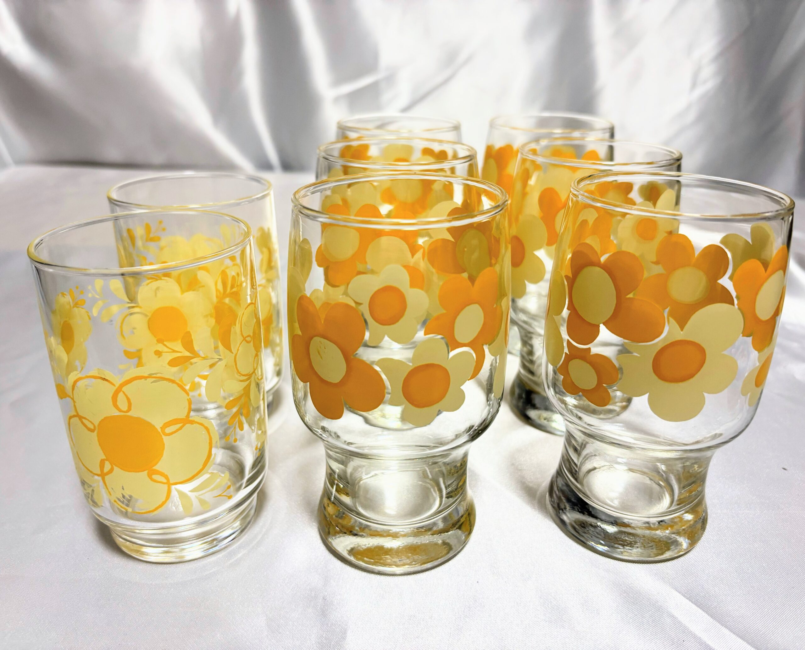 佐々木硝子 花柄グラス8個セット 当時物保管品 程度良し
